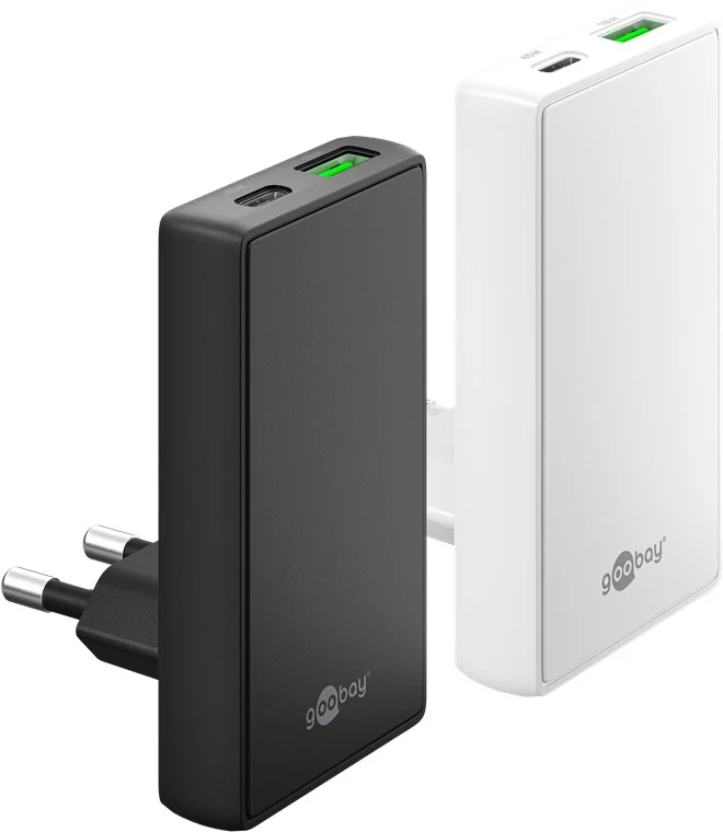 USB-C™ PD GaN Dual-Schnellladegerät 90° Flat (45 W) schwarz