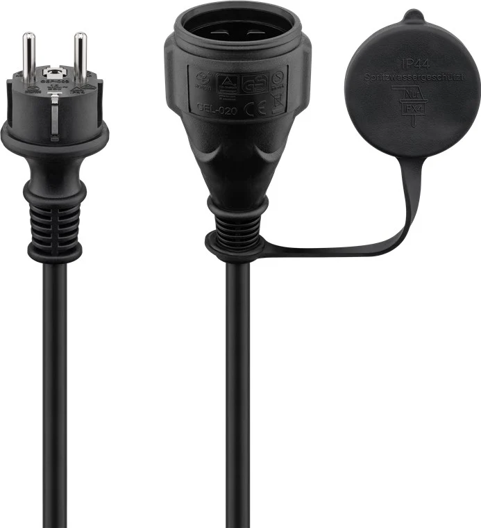 Netzkabel Outdoor, 10 m, schwarz, (3*1,5 mm²)