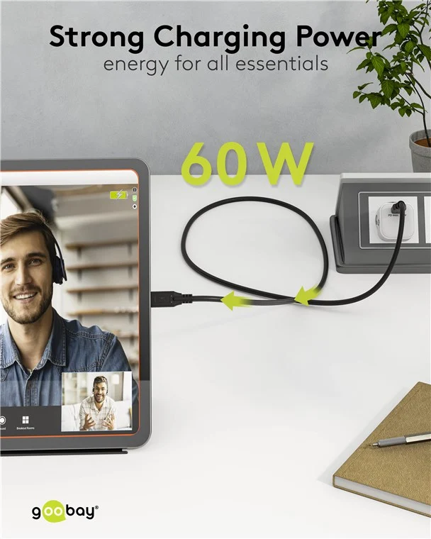 USB-C™-Kabel, 2 m, schwarz