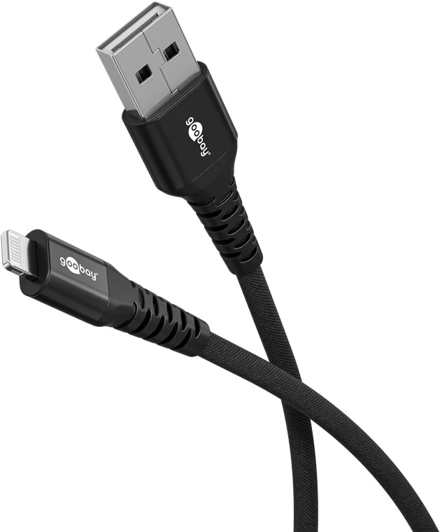 Lightning auf USB-A Supersoftes Textilkabel mit Metallsteckern, 1 m