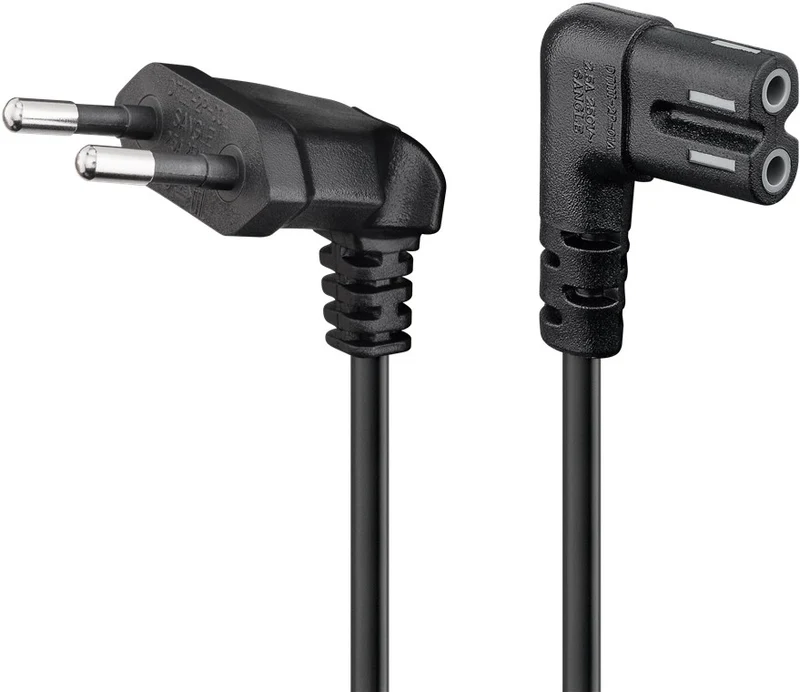 Anschlusskabel mit Eurostecker für Sonos-Lautsprecher, 90°, 1 m, schwarz, (2*0,75 mm²)