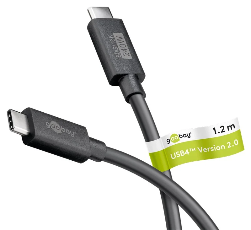 USB-C™-Kabel zertifiziert, USB4™ Version 2.0, 1,2 m, schwarz