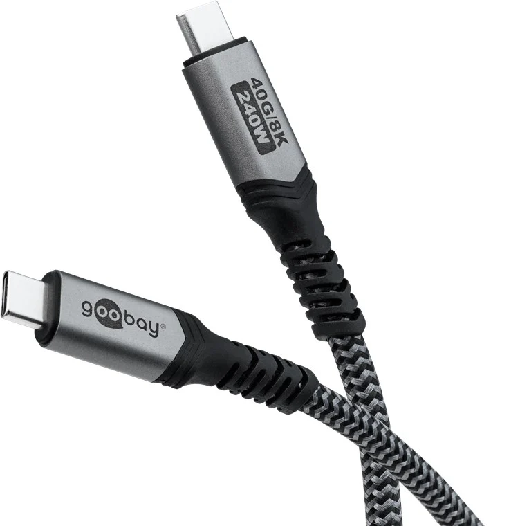 USB-C™-Kabel, USB4™, 1,5 m, schwarz;silber