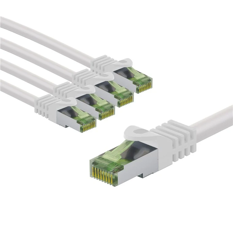 GHMT-zertifiziertes CAT 8.1 Patchkabel, S/FTP (PiMF), 3 m, weiß, 5er-Set