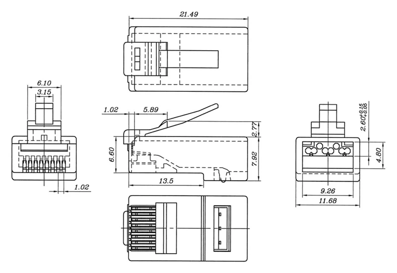 RJ45 Stecker, CAT 6A UTP ungeschirmt