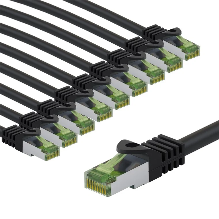 GHMT-zertifiziertes CAT 8.1 Patchkabel, S/FTP (PiMF), 2 m, grau, 10er-Set