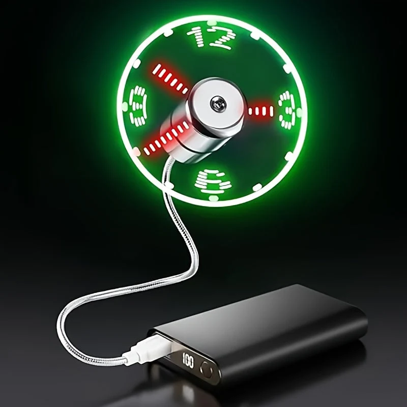 Tragbarer USB LED-Uhrenventilator mit Zeitanzeige