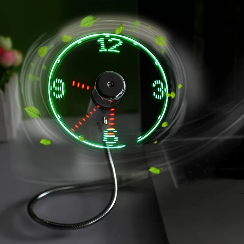 Tragbarer USB LED-Uhrenventilator mit Zeitanzeige