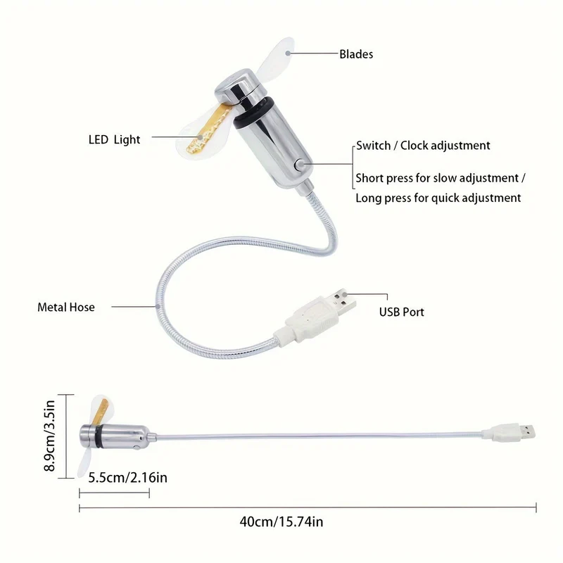 Tragbarer USB LED-Uhrenventilator mit Zeitanzeige