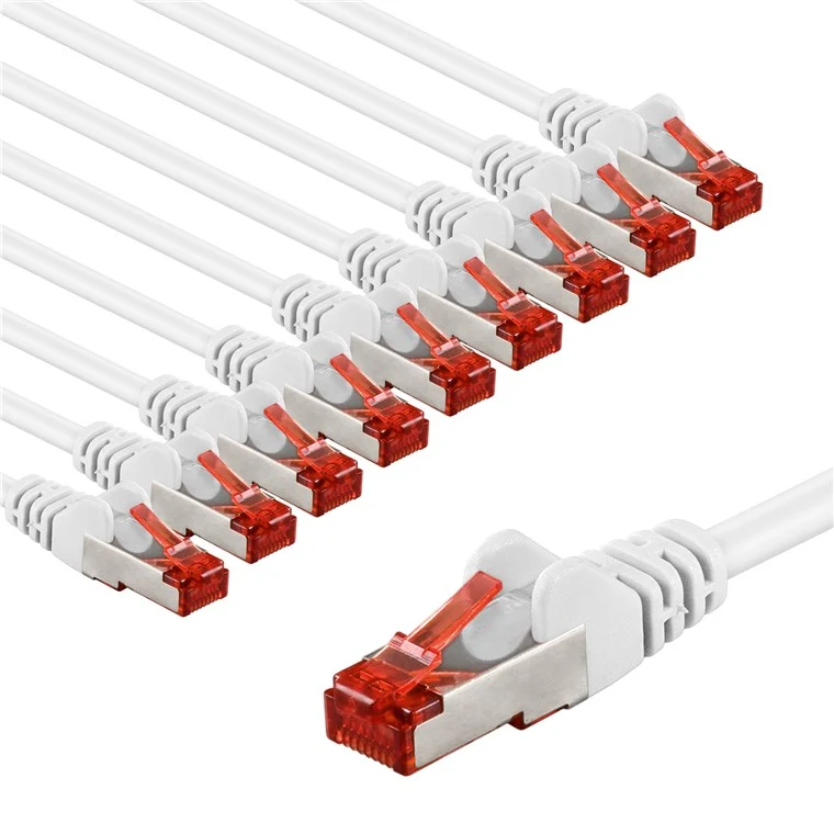 CAT 6 Patchkabel, S/FTP (PiMF), 5 m, weiß, 10er-Set