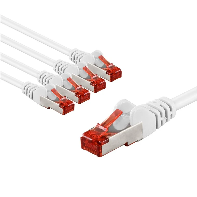 CAT 6 Patchkabel, S/FTP (PiMF), 3 m, weiß, 5er-Set