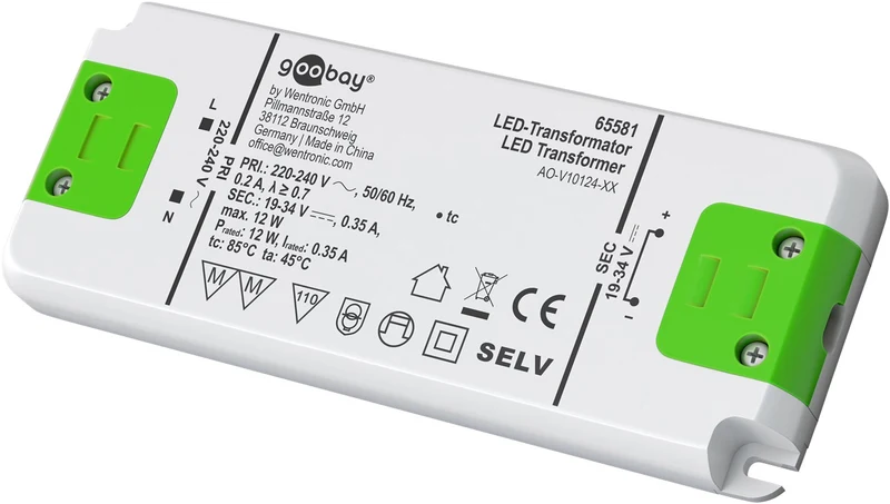 LED-Konstantstrom-Trafo 350 mA, 12 W, superflach