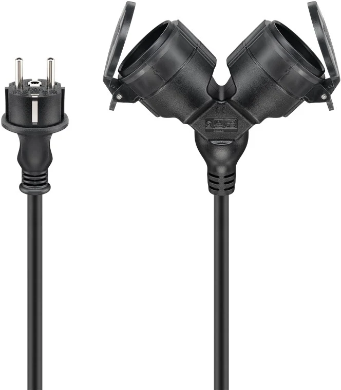 Doppel-Verlängerungskabel Outdoor, 25 m, schwarz, (3*1,5 mm²)