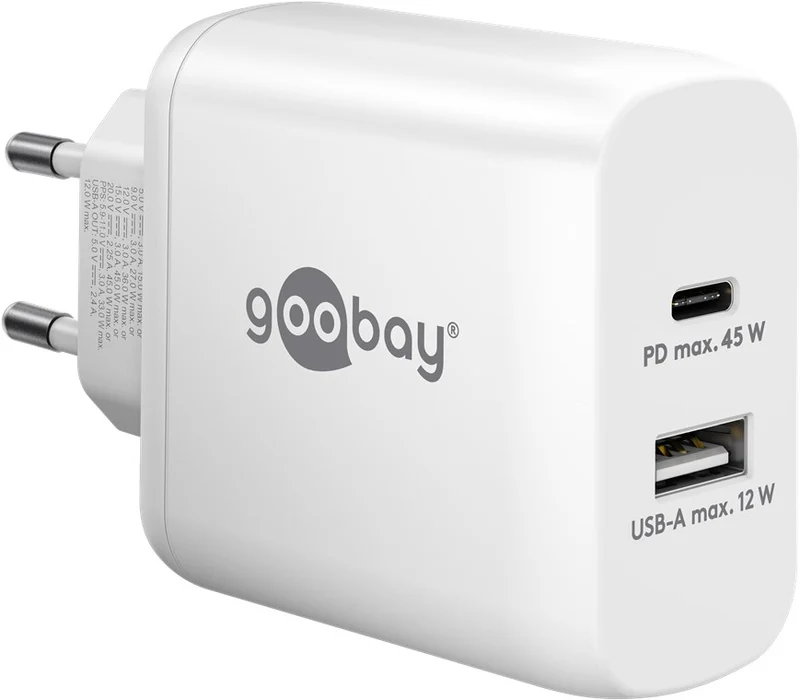 USB-C™ PD GaN Dual-Schnellladegerät (45 W) weiß