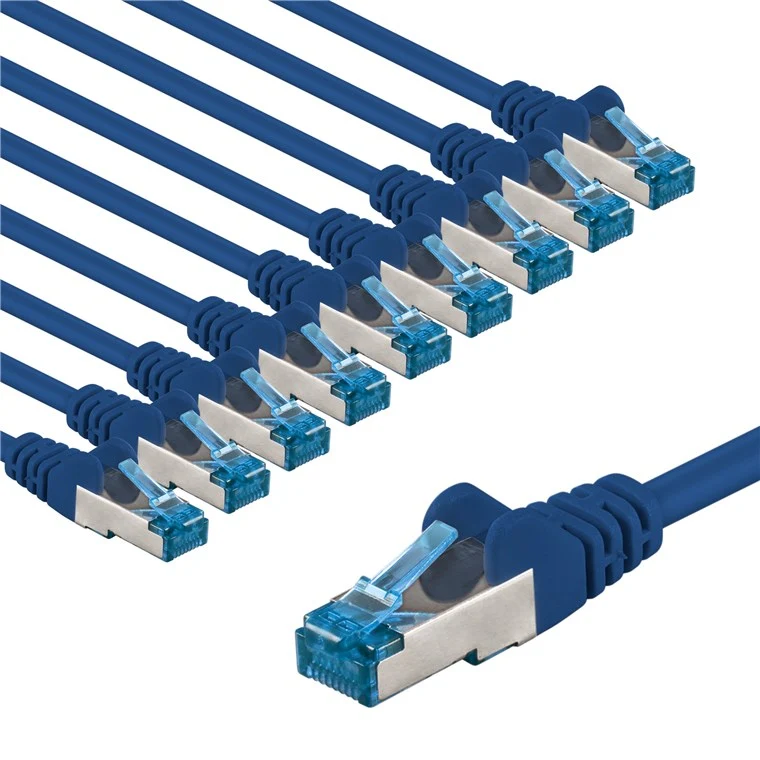 CAT 6A Patchkabel, S/FTP (PiMF), 2 m, blau, 10er-Set
