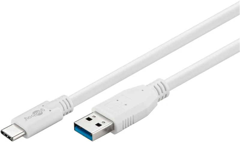 USB-C™-auf-USB-A-Kabel, 1 m, weiß