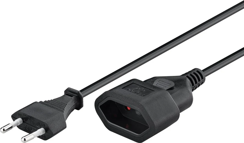 Verlängerungskabel Eurostecker, 2 m, schwarz, (2*0,75 mm²)