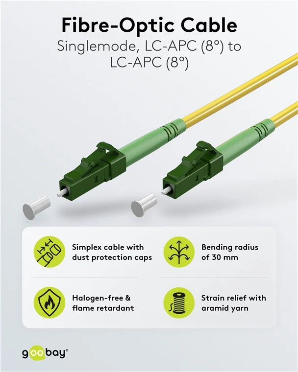 Glasfaserkabel (FTTH), Singlemode (OS2) Yellow, (Simplex), 1 m