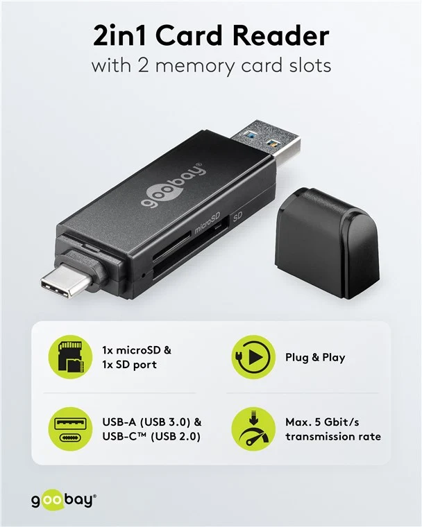 USB 3.0, USB-C™ 2in1-Kartenlesegerät