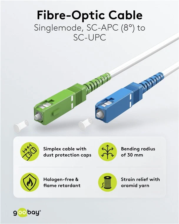 Glasfaserkabel (FTTH), Singlemode (OS2) White, (Simplex), 2 m