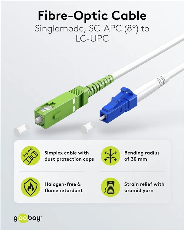 Glasfaserkabel (FTTH), Singlemode (OS2) White, (Simplex), 3 m
