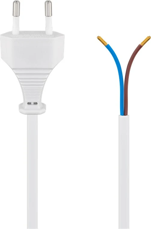 Kabel mit Eurostecker zum Konfektionieren, 1,5 m, Weiß, (2*0,75 mm²)
