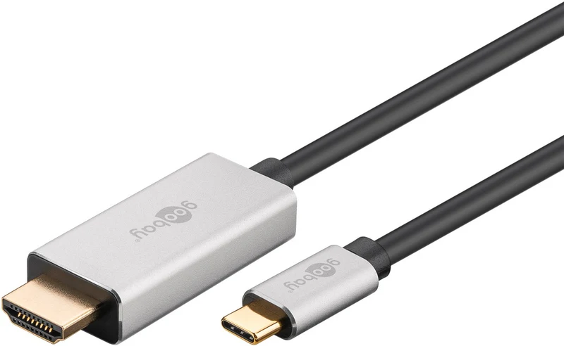 USB-C™-auf-HDMI™-Kabel, 2 m, schwarz;silber