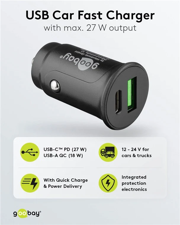 Dual-USB Auto-Schnellladegerät USB-C™ PD (Power Delivery) (27 W)