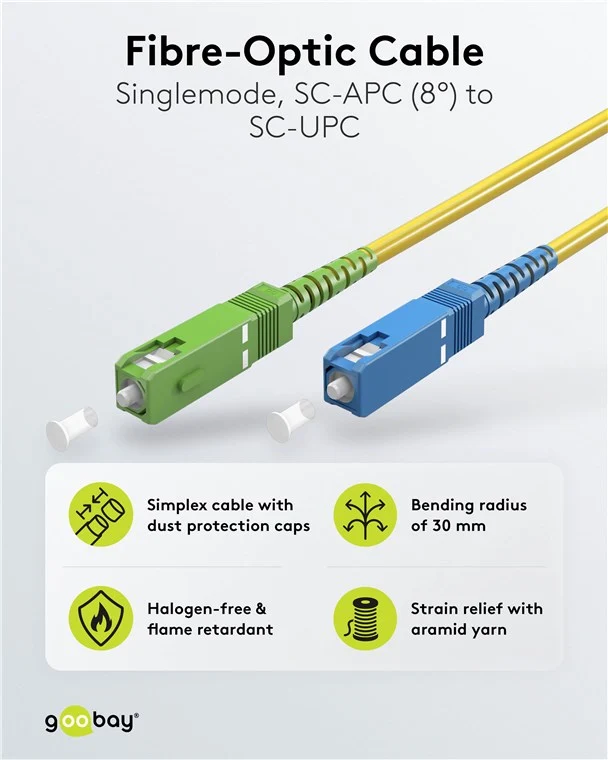 Glasfaserkabel (FTTH), Singlemode (OS2) Yellow, (Simplex), 3 m