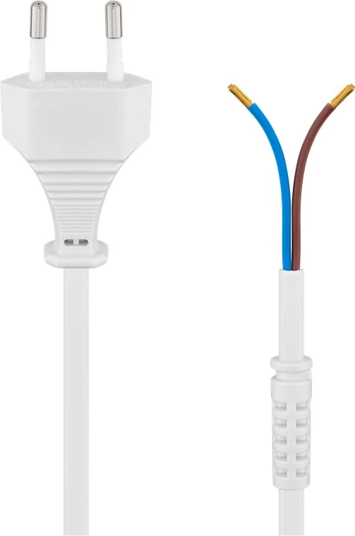 Kabel mit Eurostecker zum Konfektionieren, 1,5 m, Weiß, (2*0,75 mm²)