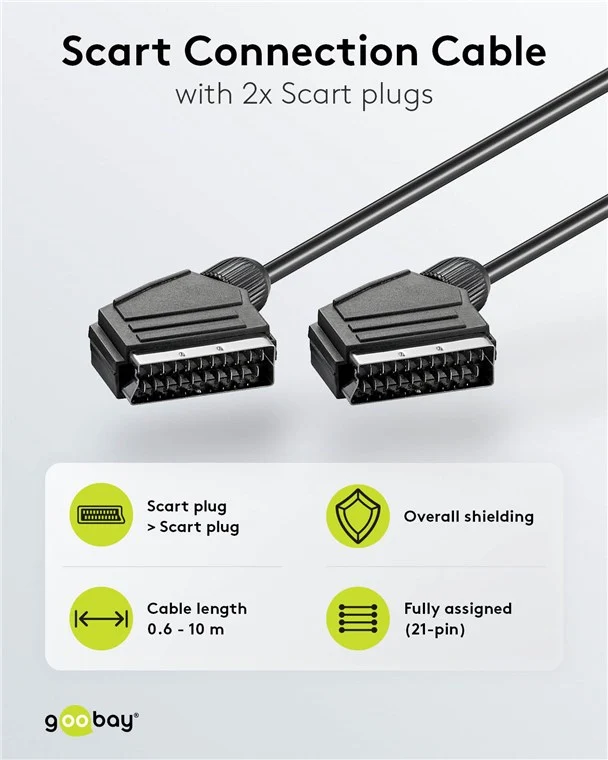 Scart-Verbindungskabel, vernickelt, ø mm