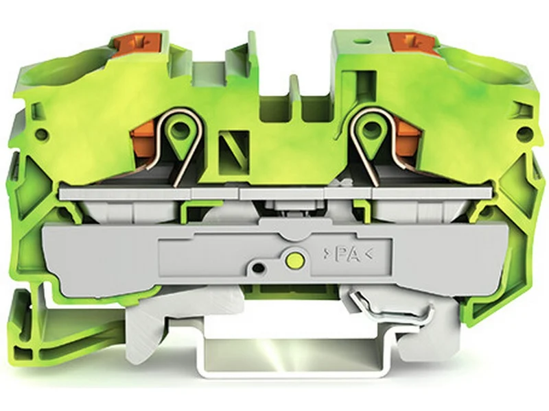 WAGO 2216-1207 2-Leiter-Schutzleiterklemme mit Drücker 16 mm² Push-in CAGE CLAMP® grün-gelb