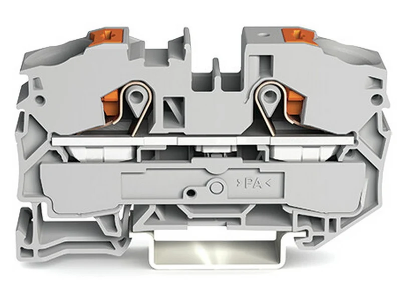 WAGO 2216-1201 2-Leiter-Durchgangsklemme mit Drücker 16 mm² mit Prüföffnung Push-in CAGE CLAMP® grau