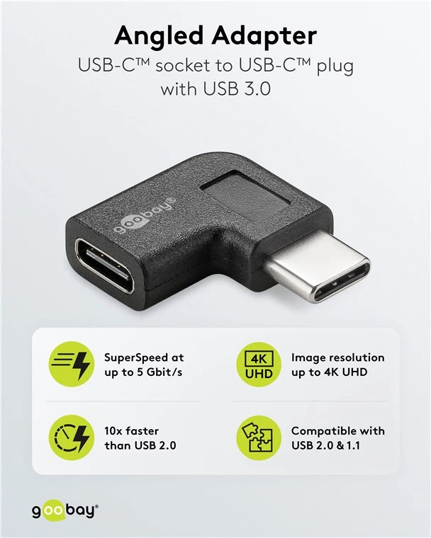 Adapter USB-C™ auf USB-C™ 90°, schwarz