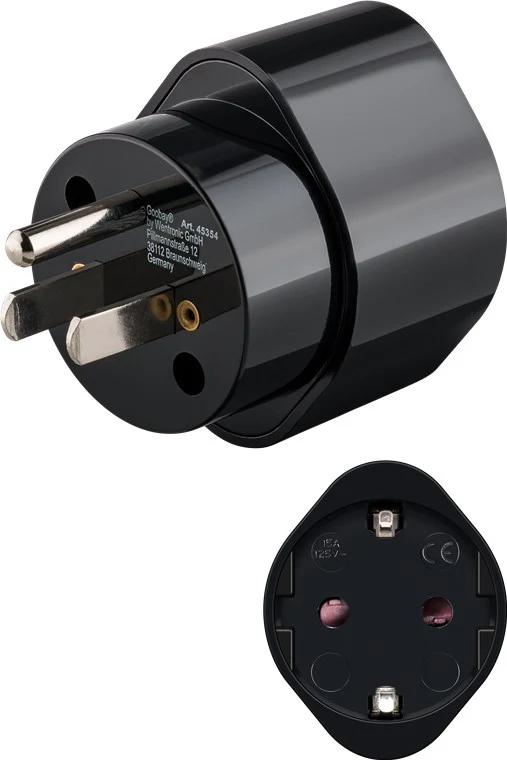 Reiseadapter Europa auf USA/Japan, schwarz