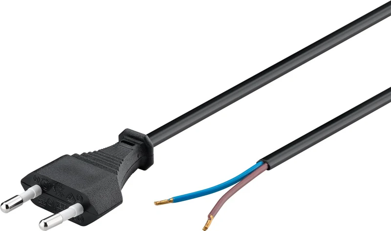Kabel mit Eurostecker zum Konfektionieren, 1,5 m, Schwarz, (2*0,75 mm²)