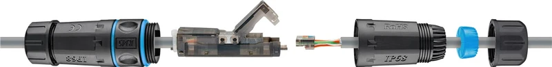 Outdoor (IP68) Netzwerkkabel-Verbinder, CAT 6A UTP ungeschirmt