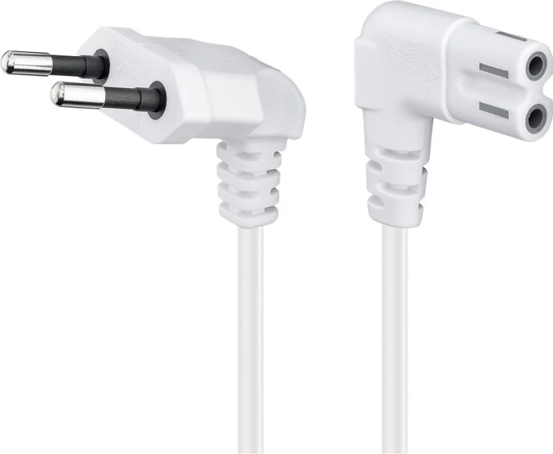 Anschlusskabel Eurostecker beidseitig abgewinkelt, 1 m, Weiß, (2*0,75 mm²)