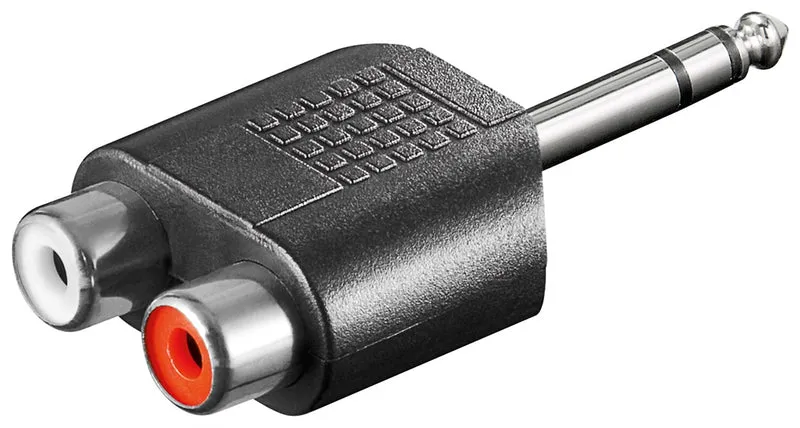 Cinch Adapter, stereo Buchse zu AUX Klinke 6,35mm Stecker
