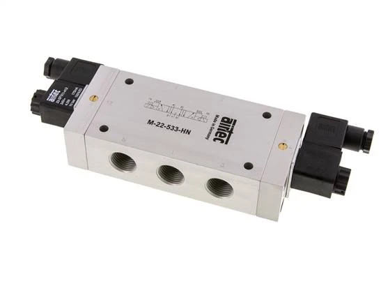 5/3 G1/2'' Auspuff-Mittelmagnetventil 24V DC 3-10bar/42-140psi Airtec