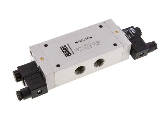 5/3 G1/2'' Auspuff-Mittelmagnetventil 24V DC 3-10bar/42-140psi Airtec
