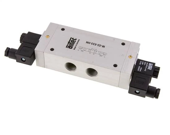 5/3 G1/2'' Auspuff-Mittelmagnetventil 24V DC 3-10bar/42-140psi Airtec