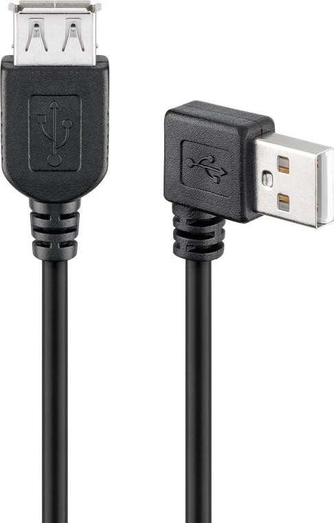 USB-A-Verlängerung 90°, 0,3 m, schwarz