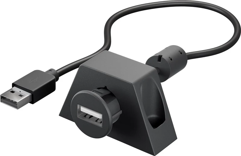 USB-A-Verlängerung mit Sicherungsclip, 0,6 m, schwarz