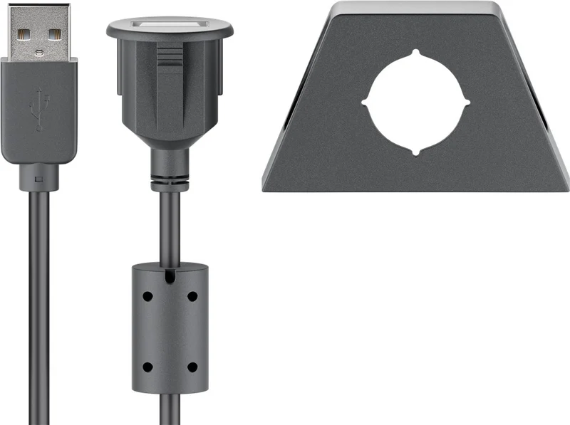 USB-A-Verlängerung mit Sicherungsclip, 0,6 m, schwarz