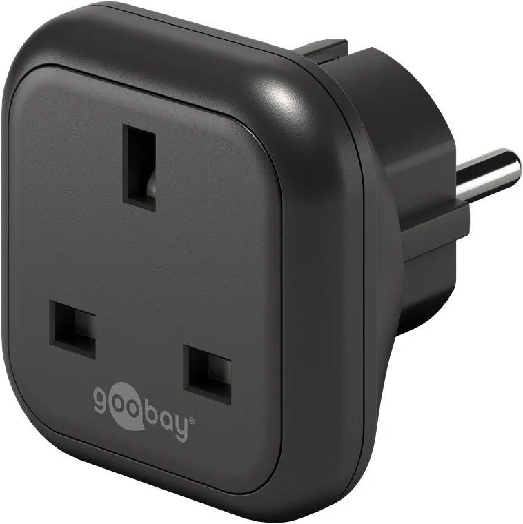 Reiseadapter UK auf Europa, schwarz