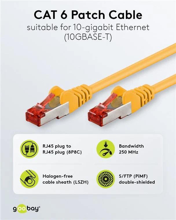 CAT 6 Patchkabel, S/FTP (PiMF), gelb