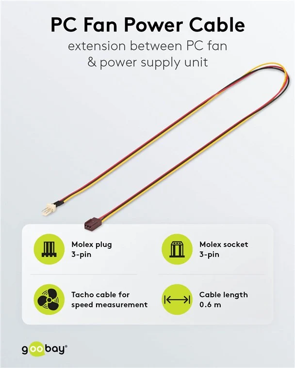 PC Lüfter-Stromkabel, Verlängerung 3-Pin zu 3-Pin