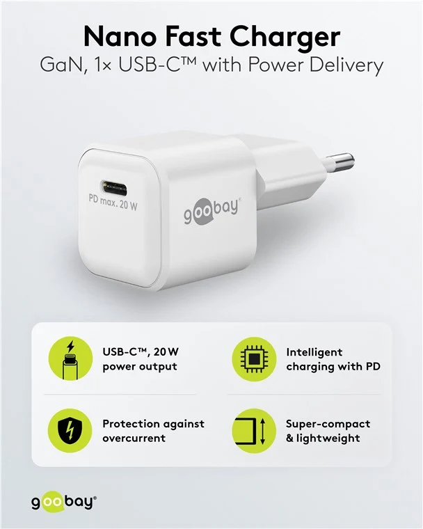 USB-C™ PD GaN Schnellladegerät Nano (20 W) weiß