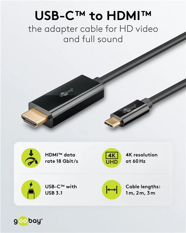 USB-C™-auf-HDMI™-Kabel, 1 m, schwarz